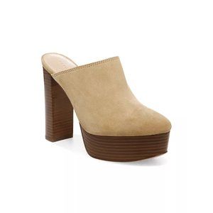 Veronica Beard Maren Suede Platform Clog in Desert